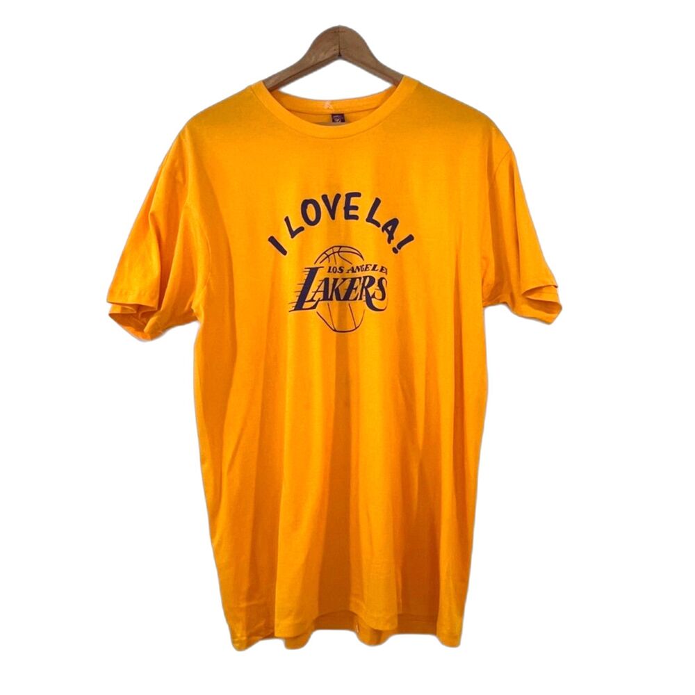 NBA LA Lakers Basketball Yellow T-Shirt Short Sleeves Staples Center Y2k 2000